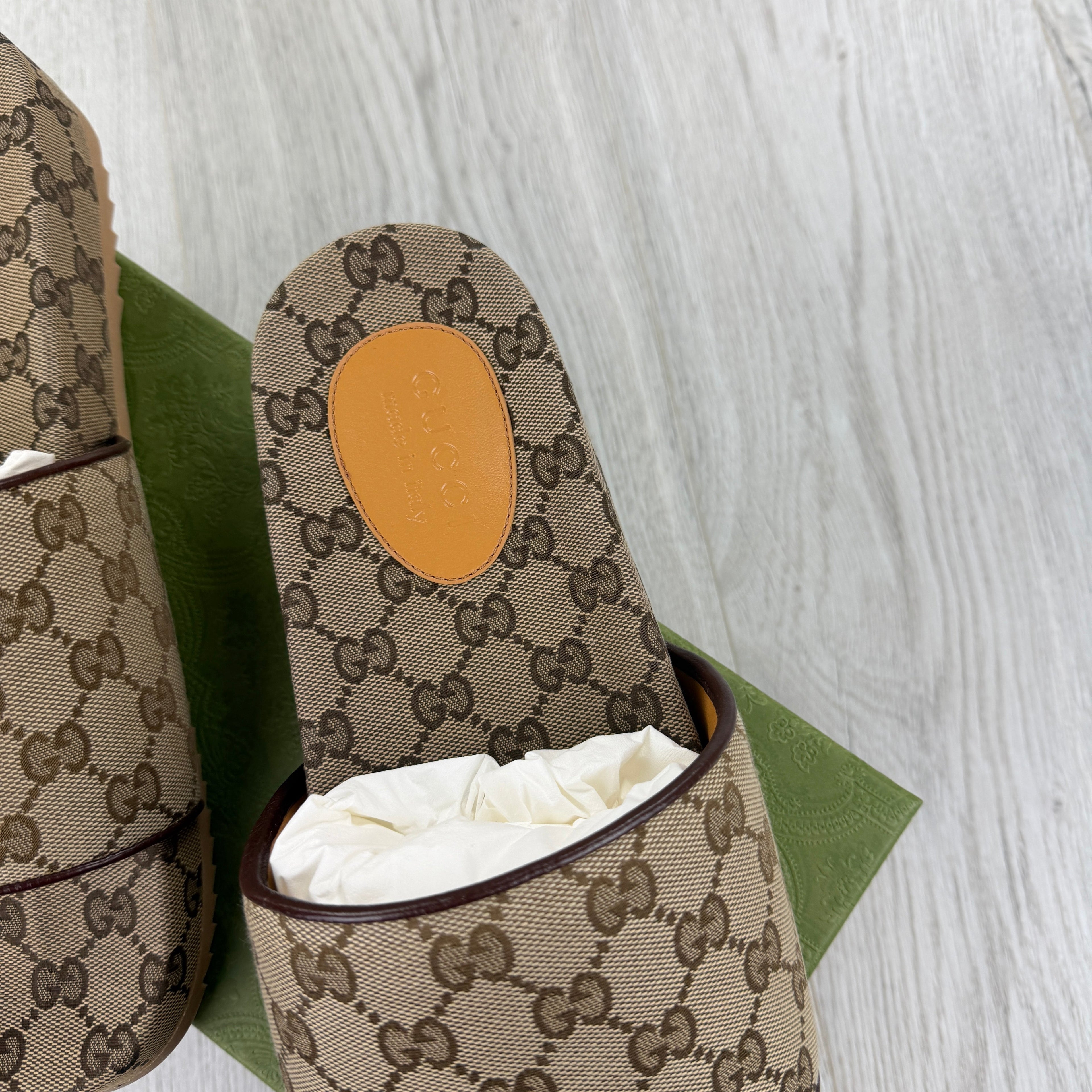 Gucci Men’s Beige GG Canvas Sliders