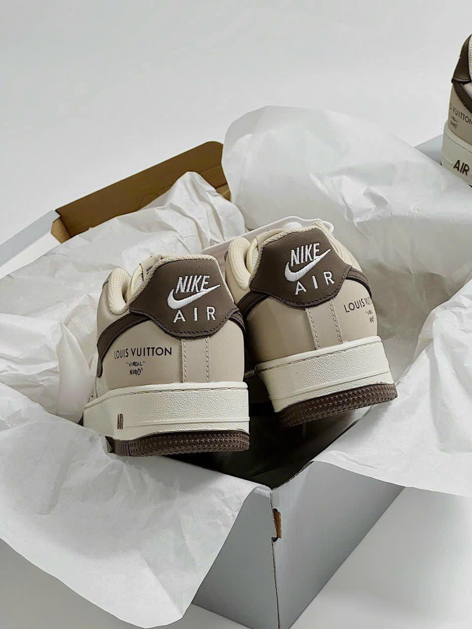 Louis Vuitton x Nike Air Force 1 Cream Mocha Edition (Custom)